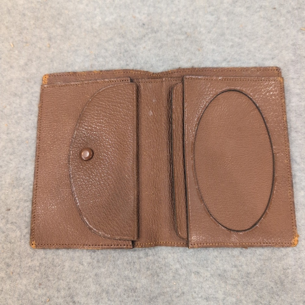 Vintage Egyptian Revival Hand Painted Leather Bifold Wallet Brown Camel Leather - Picture 3 of 6